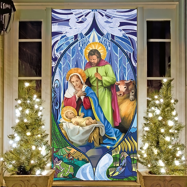 Christmas Decorations Nativity Scene Door Covers Door Tapestry Door