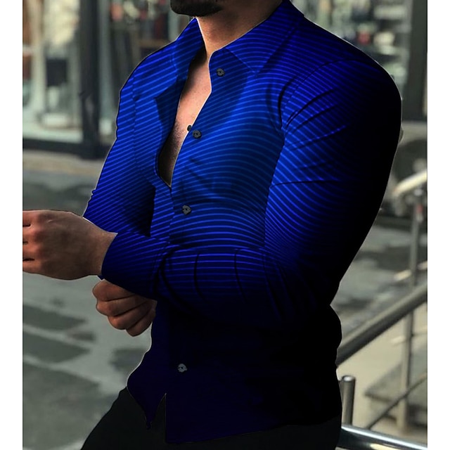  Per uomo Camicia Camicia grafica Gradiente Collo ripiegabile Nero Rosso Blu Viola Verde Stampa 3D Giornaliero Per eventi Manica lunga Stampa 3D Bottone giù Abbigliamento Di tendenza Originale