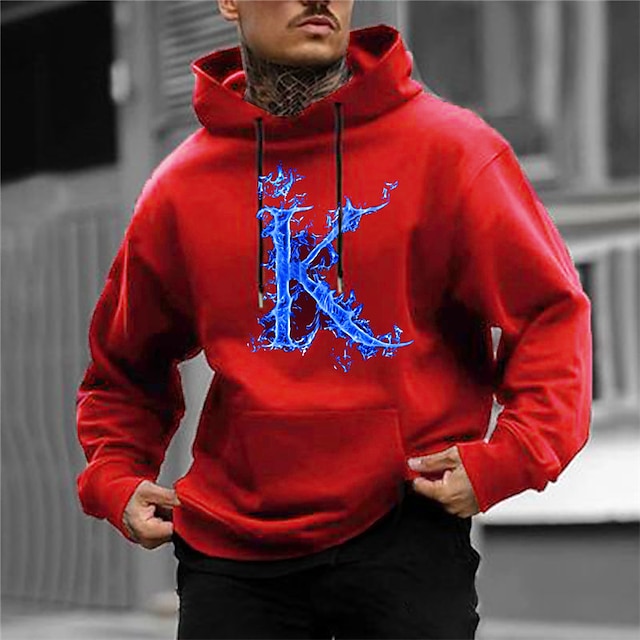  Mens Graphic Hoodie Pullover Sweatshirt Red Hooded Letter Prints Daily Sports Streetwear Designer Basic Spring & Fall Clothing Apparel Hoodies K Casual Cotton Fashion Printed