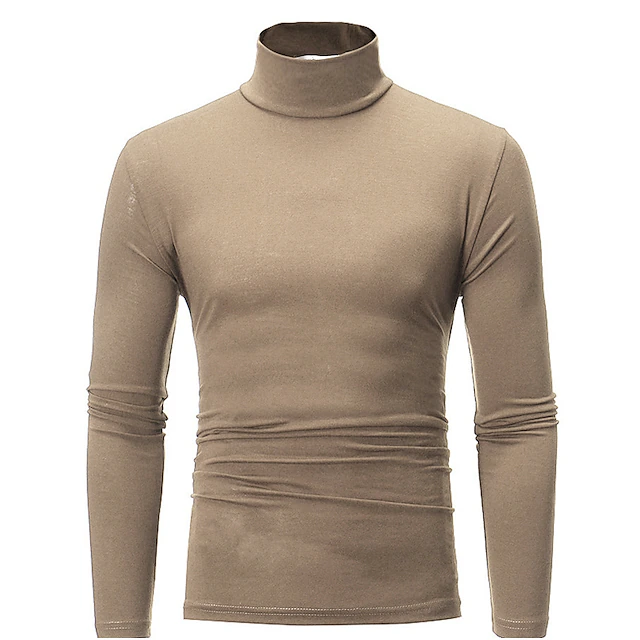 Men's T shirt Tee Turtleneck shirt Long Sleeve Shirt Plain Rolled ...