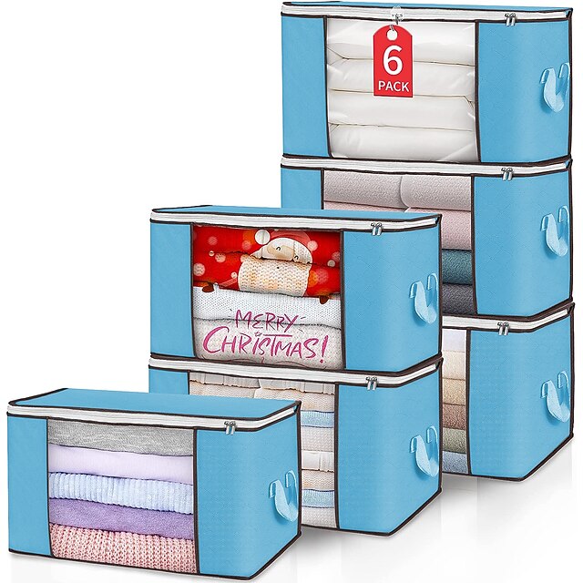6pcs Clothes Comforter Storage Bags 90L Large Capacity Clothing