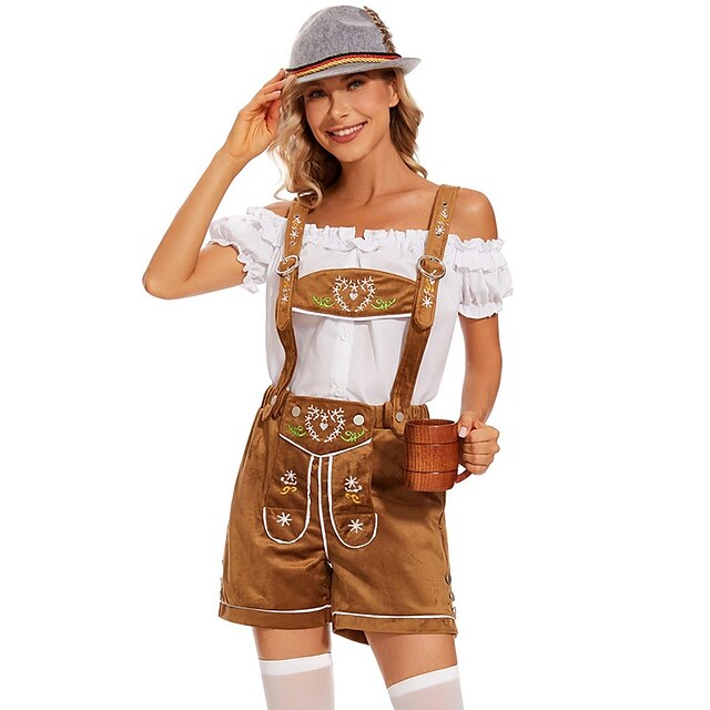  Oktoberfest Blouse / overhemd Lederhosen Alpine Hoed Beiers Bavarian Duits Weiden Dames Doek in traditionele stijl