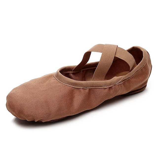  Women's Ballet Shoes Practice Trainning Dance Shoes Practice Yoga Soft Half Sole Flat Heel Closed Toe Elastic Adults' Camel Coffee Pink