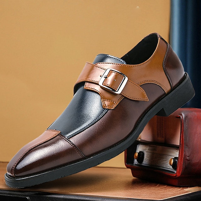  Voor heren Oxfords Retro Bullock Shoes Wandelen Casual Dagelijks Leer Comfortabel Korte laarsjes / Enkellaarsjes Leegloper Zwart Blauw Lente Herfst