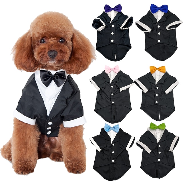  Pet Big Dog Bowtie Suit Teddy Cat Dog Gentleman Transformation Dress Wedding Dress British Dog Suit