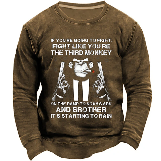 Men's Letter Graphic Prints Funny Sweatshirts Sweatshirt Pullover Long Sleeve Sweatshirt Crew Neck Cool Daily Classic 3D Print Holiday Going out Streetwear Print Spring & Fall 5