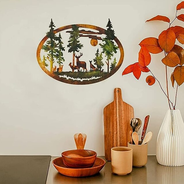 Deer and Bear Metal Wall Decor Metal Wall Ornament Home Bedroom Living
