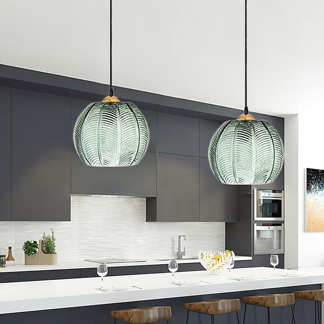 LED Pendant Lights Green Glass Pendant Lighting for Kitchen Island Kitchen Lights Ceiling 1 Pack ...