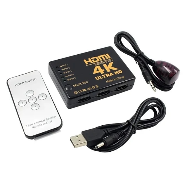  (5-in/1-out) comutator HDMI acceptă rezoluție ultra hd 4k cutie de comutare automată adaptor audio/video pentru tv stick TV box pc stick stație de jocuri pentru laptop acceptă 4k vine cu telecomandă