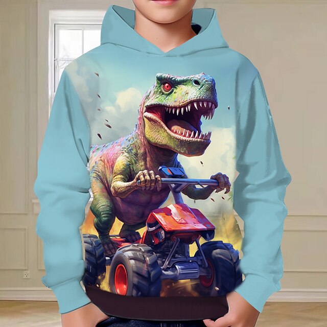 Kids Boys Hoodie Long Sleeve 3D Print Animal Fox Gray Brown Children