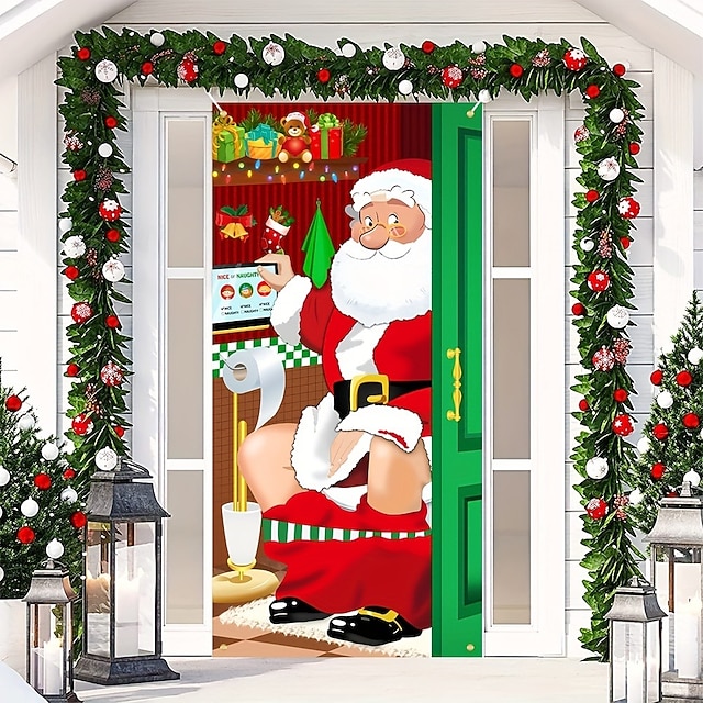 Christmas Decorations Santa Restroom Door Covers Door Tapestry Door