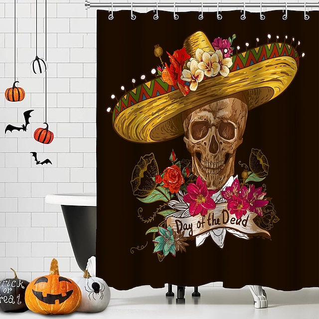  halloween ghost dusjforheng med kroker baderomsinnredning vanntett stoff dusjgardinsett med 12 pakke plastkroker