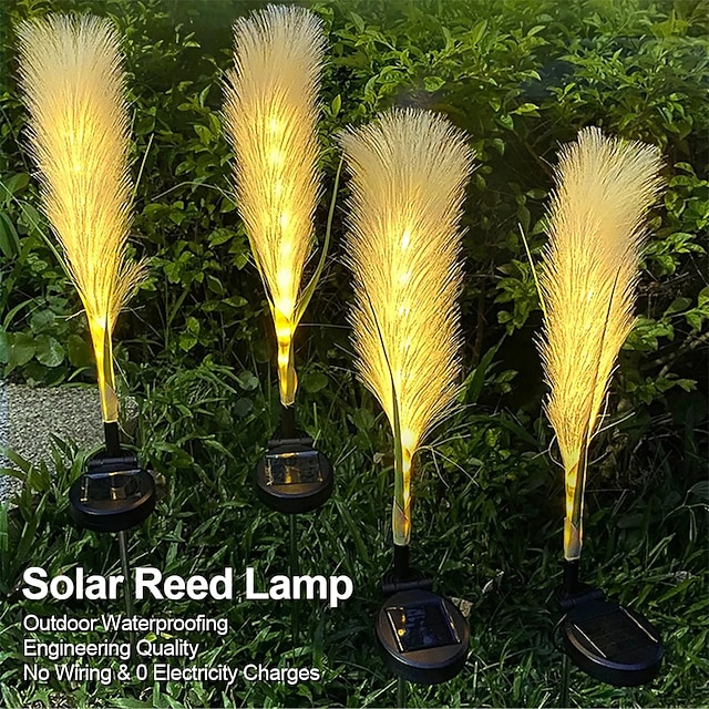 Waterproof Reeds Garden Solar Reed Lights Outdoor Fiber Light Waterproof Garden Lamp ...