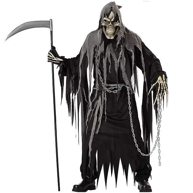 Ghost Ghostface Halloween Cosplay Costume Hooded Cloak Cosplay Adults' Men's Carnival Masquerade Performance Party Halloween Easy Halloween Costumes Dress Up4