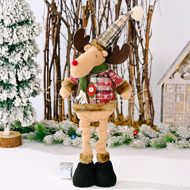  Muñeco de Navidad con patas retráctiles, muñeco de nieve de pie, Reno, Papá Noel, decoración navideña, moda, lindo cumpleaños, decoración navideña