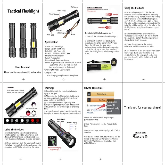 Super XHP70 LED Flashlight High Power Tactical Flashlight Charging