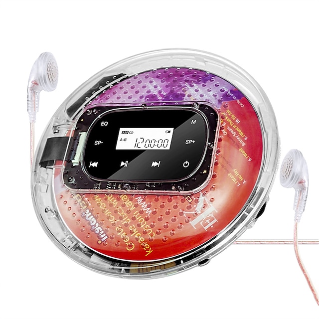  bærbar cd walkman genopladelig digital skærm cd musikafspiller understøtter tf kort berøringsskærm mp3 disk stereo højttaler hjem