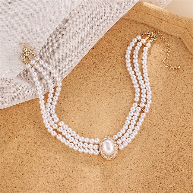 1PC Choker Necklace Necklace For Women's Wedding Party Evening Gift Alloy Beads Precious 6