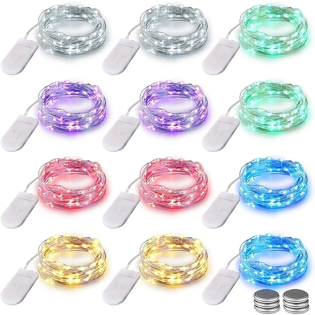  elegáns esküvői fogadás buli 1db gombelemes led fényfüzér ezüst rézdrót 2m 20 led tündér led ünnepi dekoráció karácsonyi esküvőre