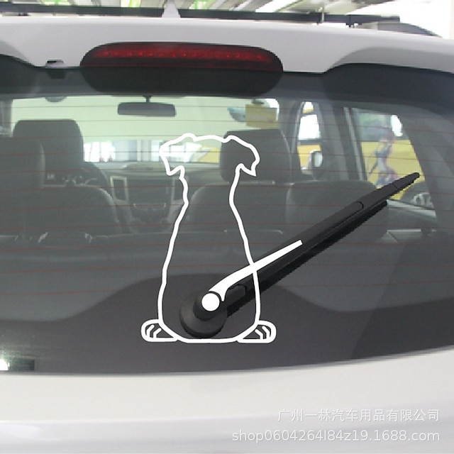  Cartoon niedlichen Hund hinten Glas Aufkleber Autoaufkleber