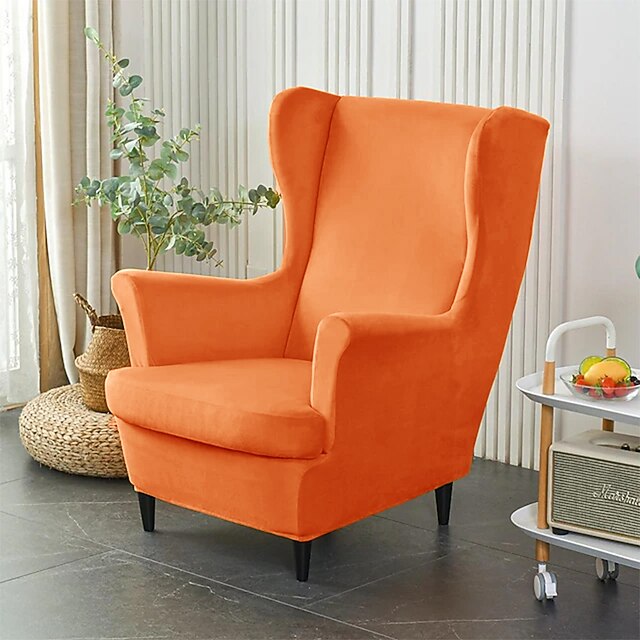 Velvet Stretch Wingback Chair Cover Wing Chair Slipcovers Spandex Fabric Wingback Armchair