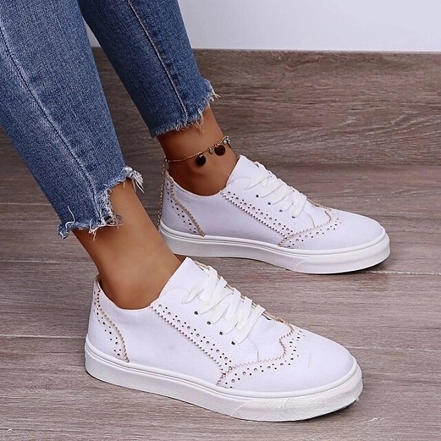 Women's Sneakers Plus Size White Shoes Outdoor Daily Solid Color Solid ...