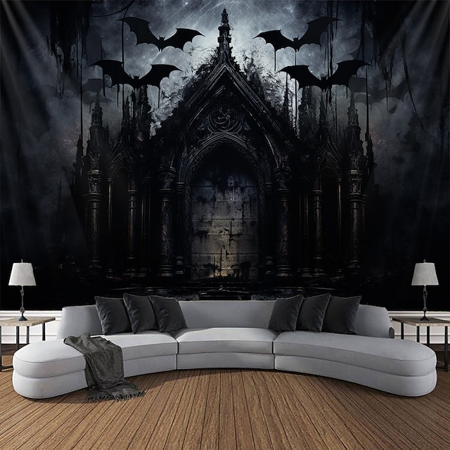  Halloween Decorations Tapestry Jack O Lantern Pumpkin Decor Wall Art Large Hanging Tapestry Mural Decor Photograph Backdrop Blanket Curtain Home Bedroom Living Room Bat Haunted House Graveyard