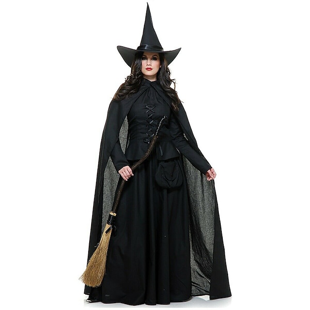  Witch Dress Cosplay Costume Hat Cloak Party Costume Adults' Women's Cosplay Performance Party Halloween Halloween Carnival Masquerade Easy Halloween Costumes