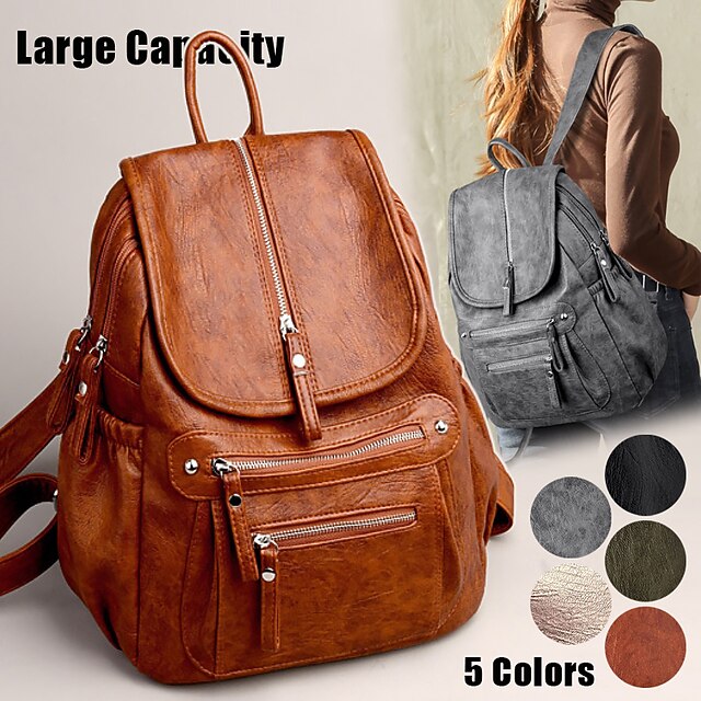 Large Capacity PU Leather Backpack for School and Travel - Stylish and Durable, Perfect for Students, Back to School 10