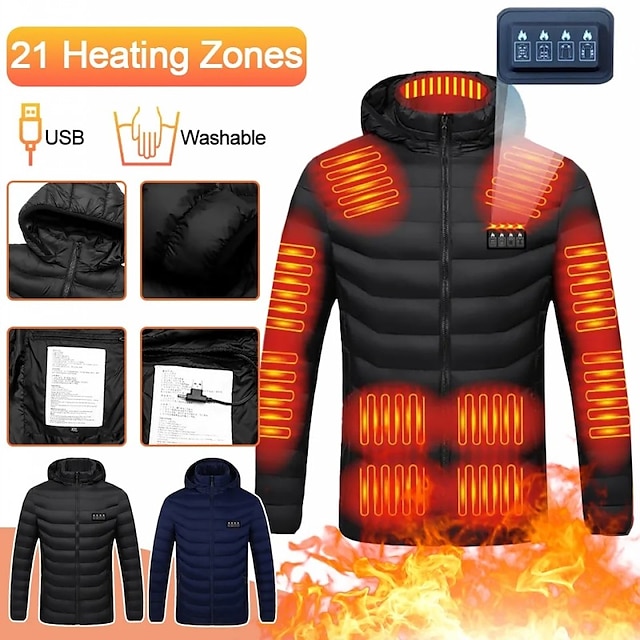  Ηλεκτρικό θερμαινόμενο μπουφάν 21 ζωνών φόρτιση USB (χωρίς μπαταρία) αυτοθερμαινόμενο γιλέκο χειμερινό αθλητικό αδιάβροχο θερμαινόμενο γιλέκο εξωτερικού χώρου
