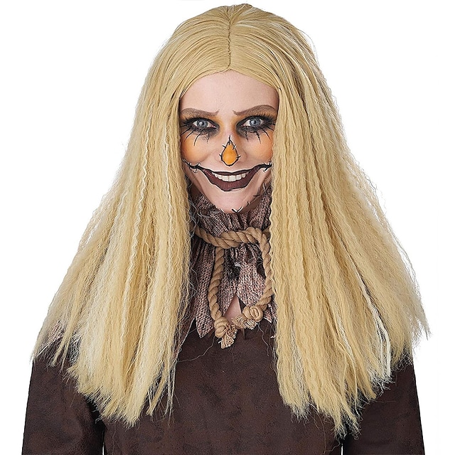  peruka strach na wróble blond karbowane włosy peruka dla dorosłych na Halloween