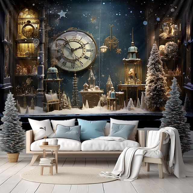  juledekorasjoner tre hengende billedvev veggkunst jul stor billedvev veggmaleri dekor fotografi bakteppe teppe gardin hjem soverom stue dekorasjon