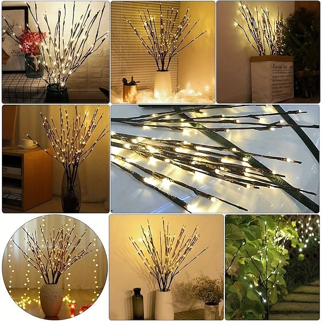 Warm White Led Branch Light, Battery Operated Lighted Branches Vase