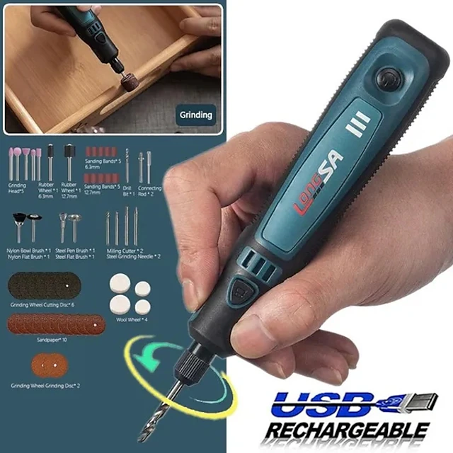 5000-10000-15000r USB Mini Grinder Engraver Pen Cordless Electric Grinder Set Engraving Grinding Machine Polisher Electric Drill Kit 10