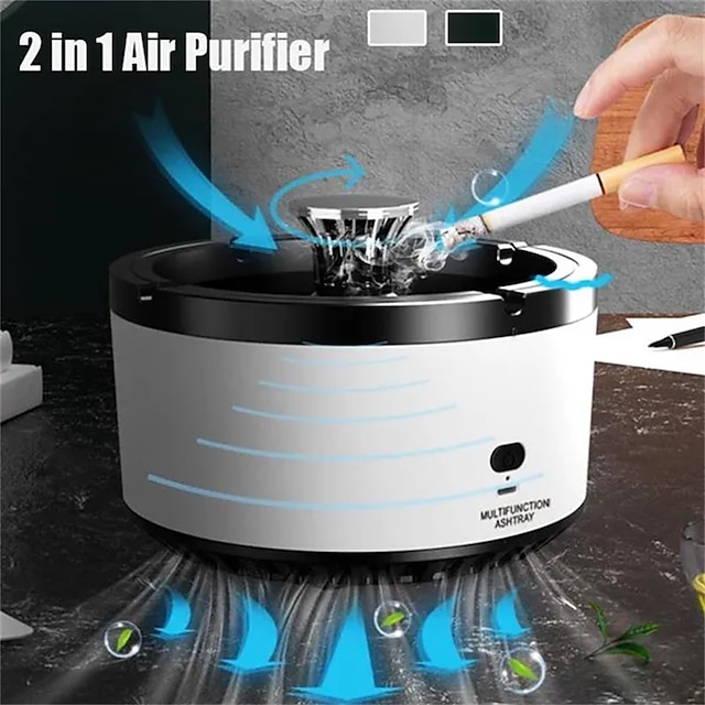  High Quality 2 in 1 Air Purifier Multifunctional Smokeless Ashtray Smokeless Odorless Windproof Ashtrays for Car Home Office Tabletop Outside Patio