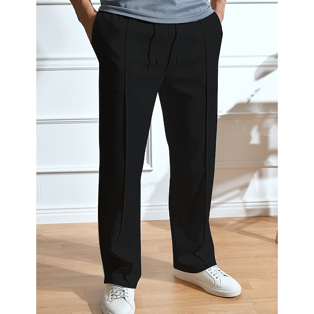  Hombre Pantalones de Deporte Persona que practica jogging Pantalones Pantalones deportivos de pierna recta Pantalones plisados Correa Cintura elástica Plano Comodidad Transpirable Exterior Diario