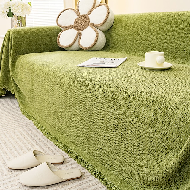 Chenille Sofa Cover Couch Cover Sage Green Couch Protector Sofa Blanket Sofa Throw Cover for Couches Washable Sectional Sofa Couch Covers for Dogs 10
