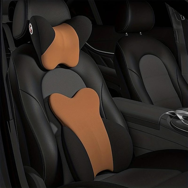  Almohadilla de soporte para reposacabezas de asiento de coche, almohada de algodón con memoria suave para el cuello, accesorios de interior de coche, cojín lumbar universal