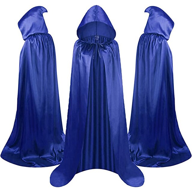 Blue Adults' Medieval Vintage Evening Hooded Cloak Shawls Normal Cloak