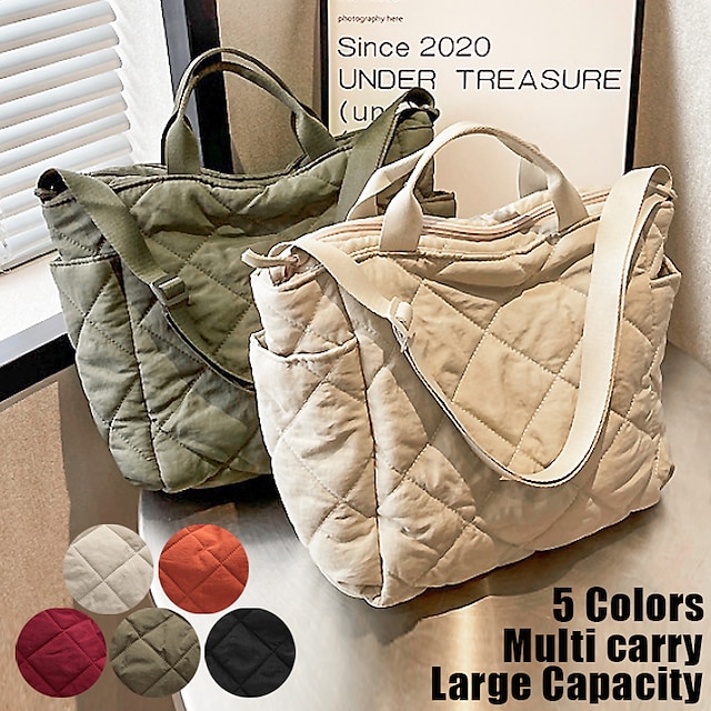  Women's Handbag Crossbody Bag Shoulder Bag Hobo Bag Gym Bag Diaper Bag Tote Polyester Outdoor Daily Holiday Zipper Large Capacity Lightweight Durable Solid Color Quilted claret Olive Green off white
