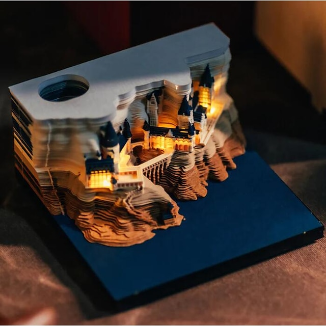  3D varázslatos kastély jegyzetfüzetek fénnyel, omoshiroi jegyzettömb, letéphető jegyzettömb, jegyzettömb, irodai íróasztal dekoráció, halloween gfit karácsonyi ajándék