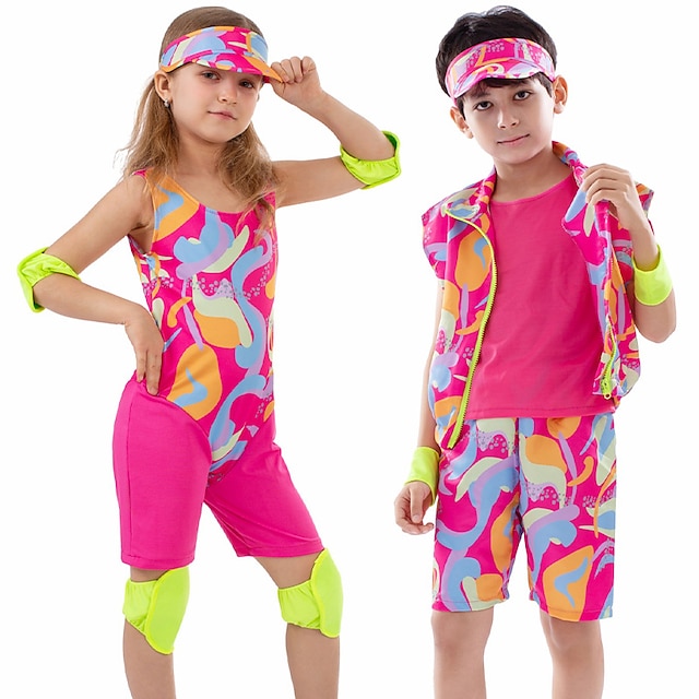  rollerblade outfits pop y2k cowgirl pakken jumpsuit jurk roze meisjes jongens familie cosplay kostuum halloween carnaval maskerade