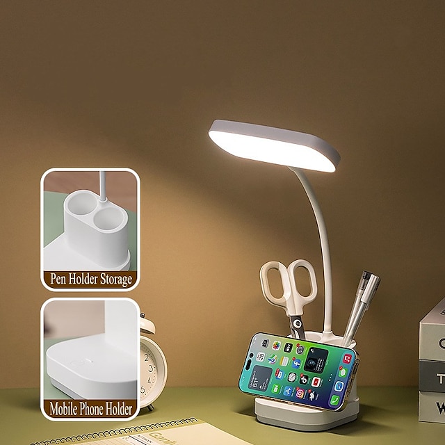  pöytälamppu pöytäkoneen lukupöytälamppu led plug-in käyttää pientä pöytälamppua lapsille ja opiskelijoille oppimiseen lukupöytälamppu kynätelineellä oppimislamppu silmiensuojaus pöytälamppu lahja