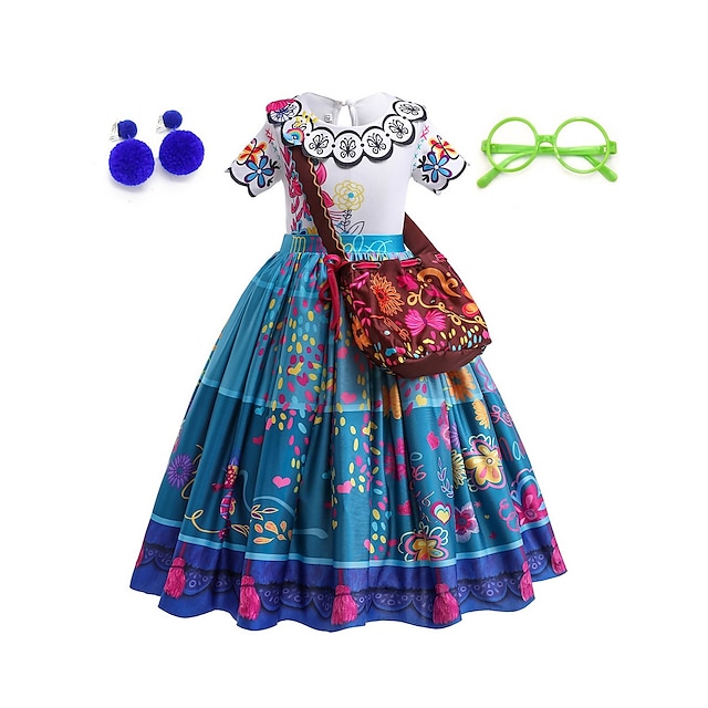  Encanto Isabela Madrigal Luisa Dolores Cosplay kostuum Bloemenmeisje jurk Vakantie jurk Voor meisjes Film cosplay leuke Style Blauw Kinderdag Nieuwjaar Maskerade Kleding