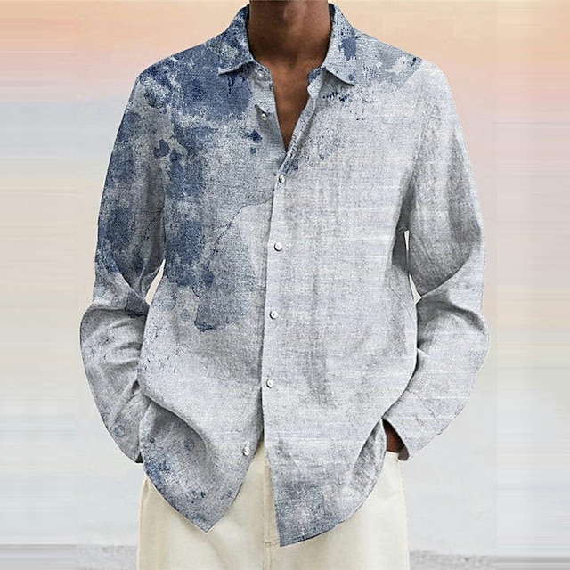 Chemise En Lin Homme Manches Longues Friptspyg - Chemise Décontractée Été Plage Regular Fit