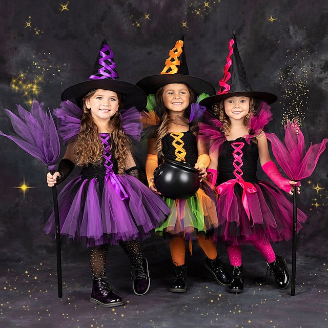  halloween heks kjole cosplay kostyme tutu barns jenter cosplay halloween ytelse fest halloween halloween karneval maskerade lett halloween kostymer mardi gras