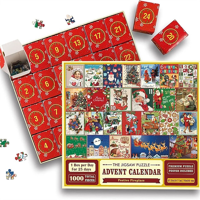  Jule Adventskalender Julegaver Barn Gutter Jenter Puslespill Sett Jule-Nedtelling Puslespill Barns Lekegave