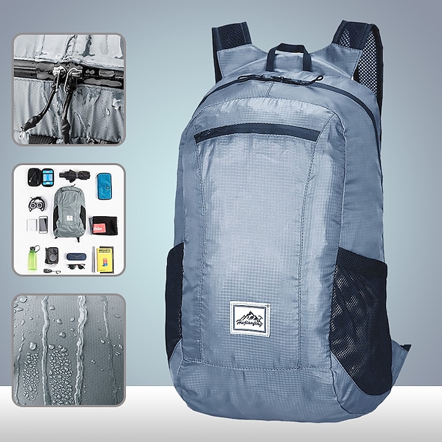  18 L Рюкзаки Легкий упаковываемый рюкзак Походные рюкзаки Упакованный Дожденепроницаемый Ультралегкий (UL) Водонепроницаемая молния Складной На открытом воздухе