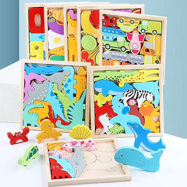  Desenvolvimento de quebra-cabeças de animais infantis para educação infantil, brinquedos de quebra-cabeça 3d para meninos e meninas de 2 a 3 anos