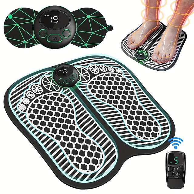  Tapete massageador de pés dezenas, estimulador muscular traseiro com controle remoto, pulso elétrico, almofada de acupressão, máquina massageadora